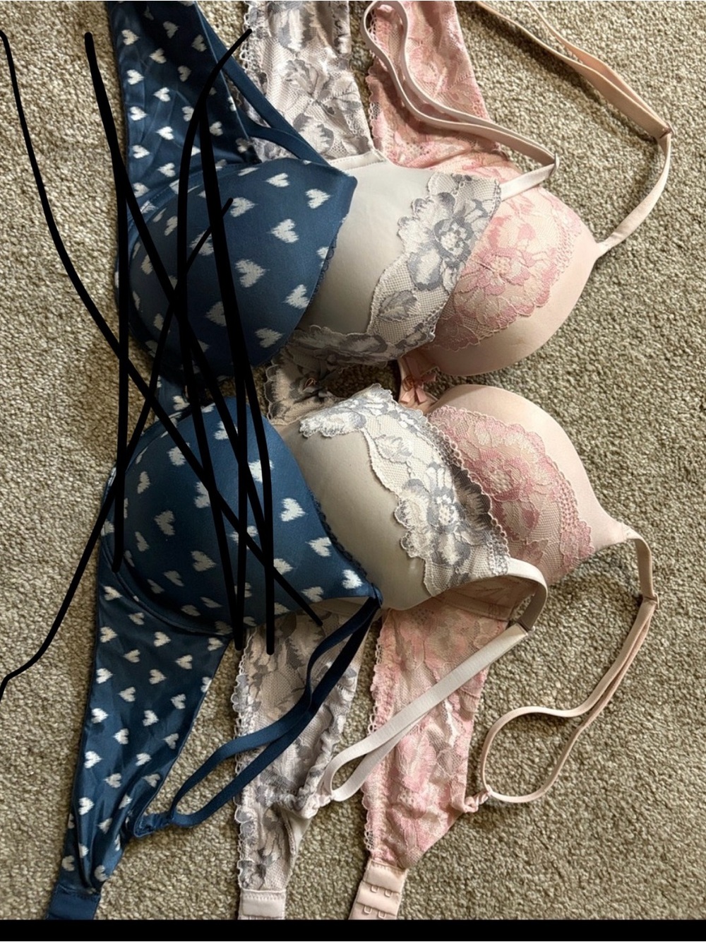 2 body by Victoria's Secret Purple & Pink Lace Push-Up Bra Set